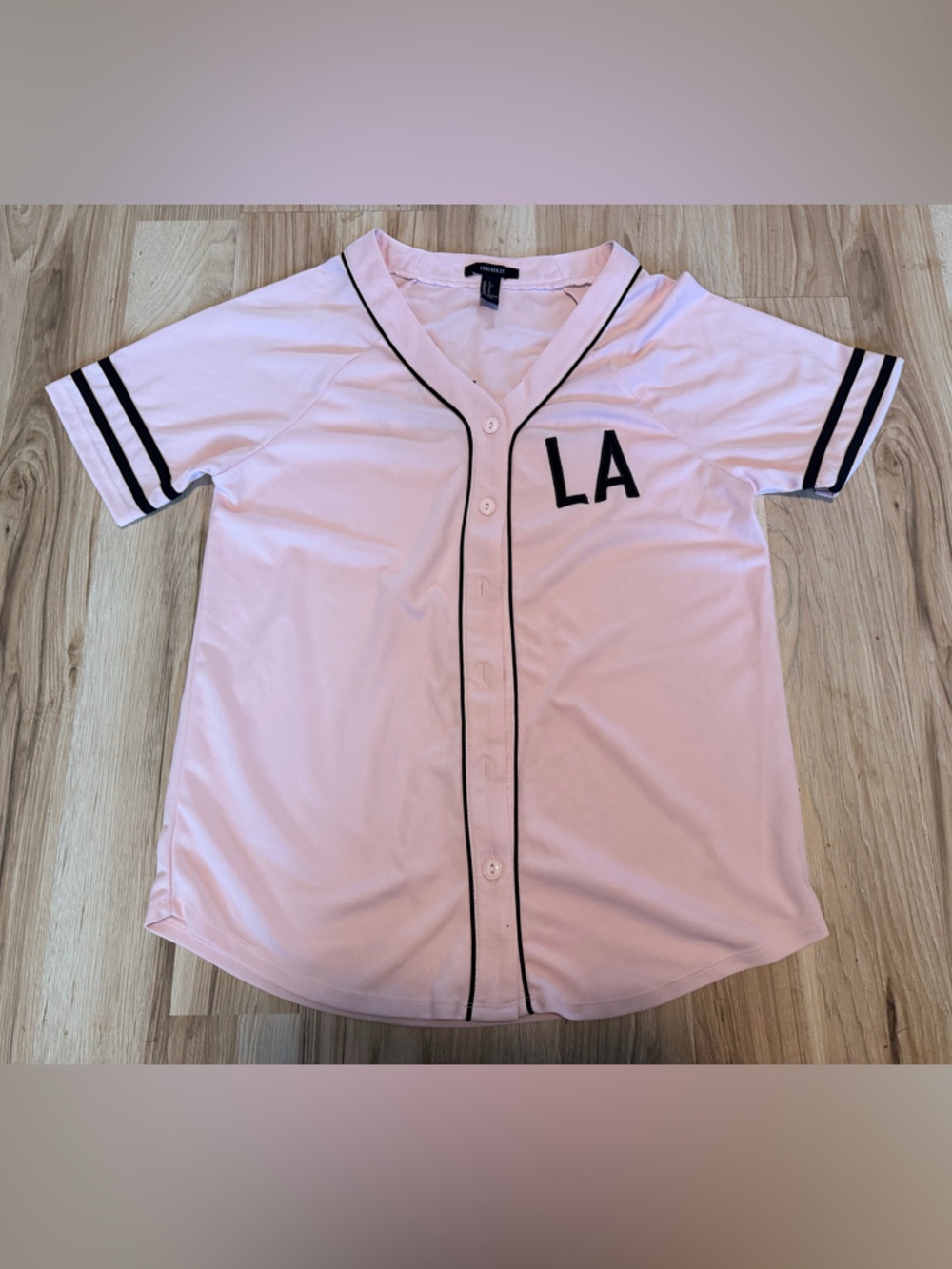 Forever 21 Pink Button up Baseball Jersey Shirt